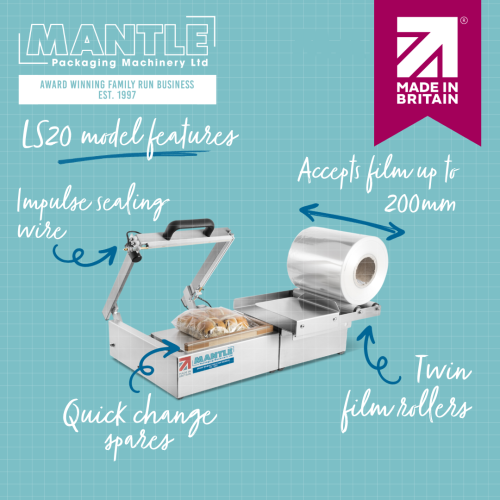 LS20 L Sealer from Mantle Packaging sealing bakery products in polypropylene film