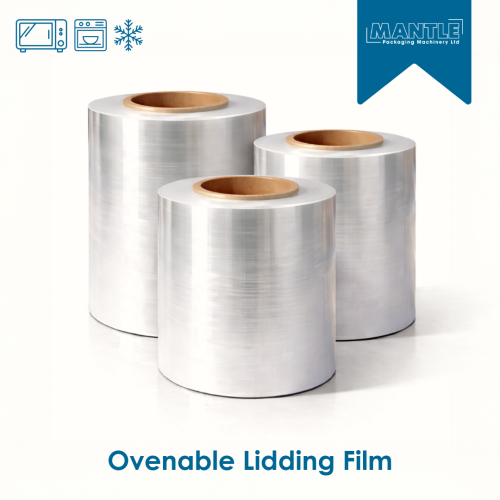 Recyclable peelable lidding film roll suitable for ovenable food packaging, shown in multiple roll heights