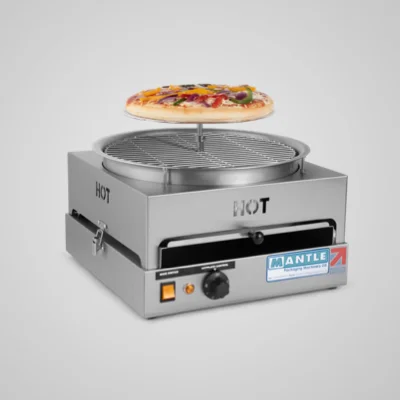 Food Packaging Machinery - Perfect for packing fresh pizza on cardboard discs, this simple-to-use pizza wrapper made of stainless steel, has two quick release latches so that it can be completely cleaned after use. 