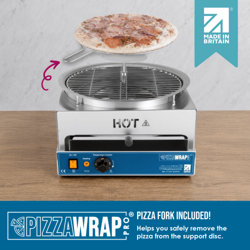 Mantle Packaging PizzaWrap Pro, formerly the PC2000 Pizza Capper, used to shrink wrap pizzas onto cardboard discs for butchers, delis, farm shops, bakeries and pizza makers.